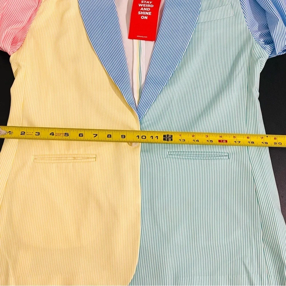 New Shinesty Millionaires Row Derby Color Block Blazer Size 10 Striped